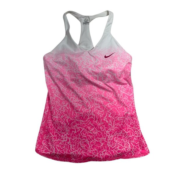 NIKE Womens Advantage Printed Tank - Pink /White sz - Picture 4 of 12